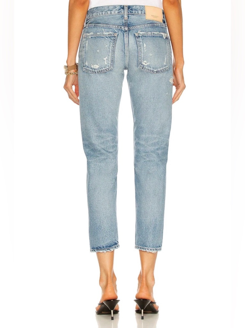 MOUSSY Vintage Aberdeen Tapered distressed jeans in blue cotton denim - Picture 16 of 16